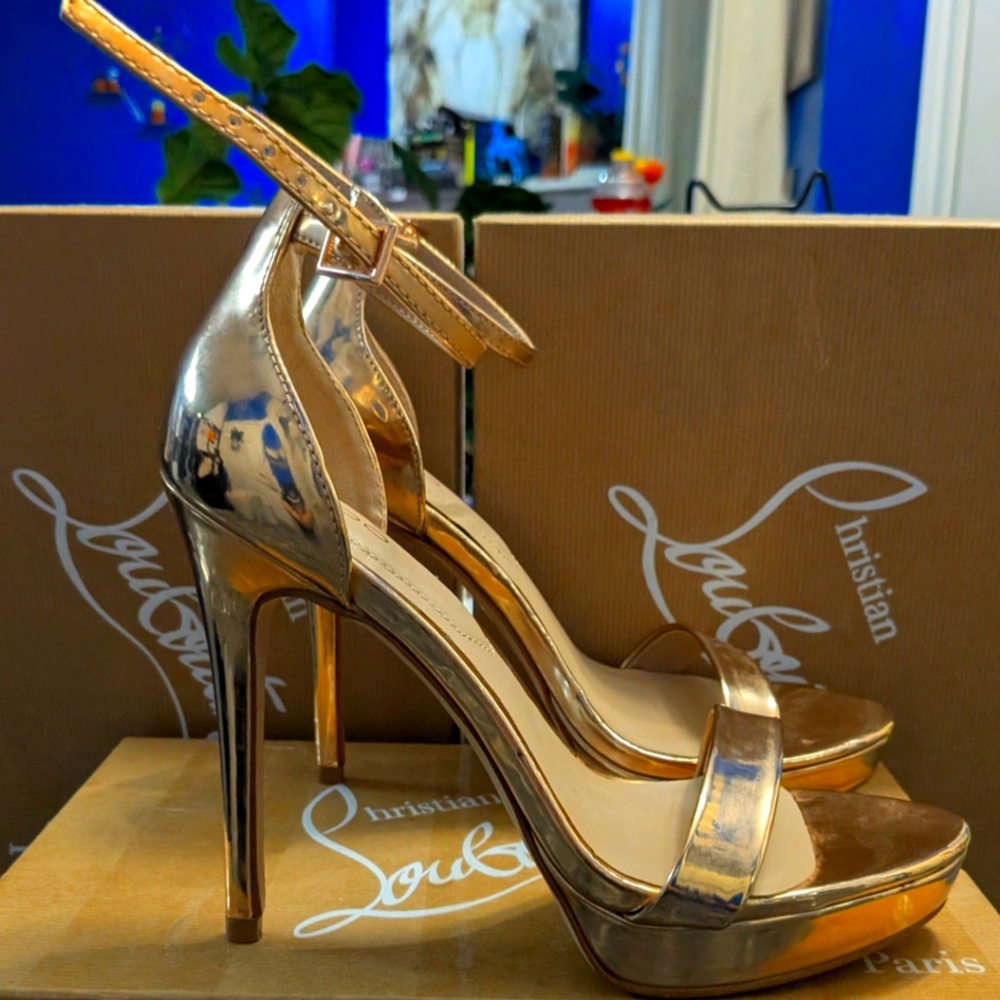 Aldo Rose Gold metallic sandal Heels